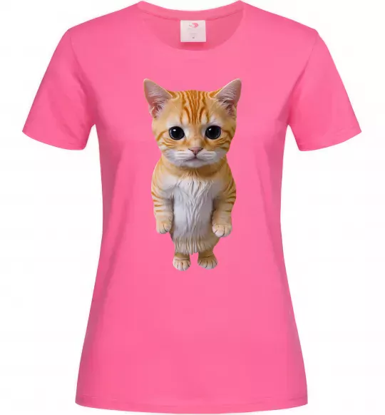 Женская футболка Кошеня в повний зріст Ярко-розовый фото