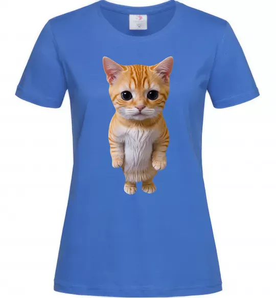 Женская футболка Кошеня в повний зріст Ярко-синий фото