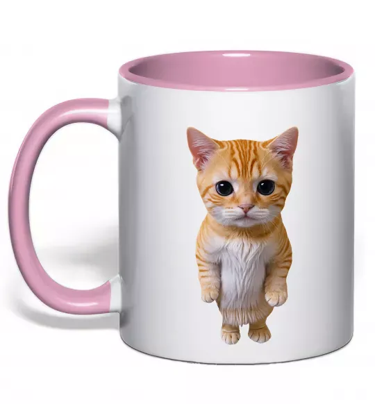 Чашка с цветной ручкой Кошеня в повний зріст Нежно розовый фото