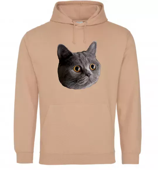 Мужская толстовка (худи) Кіт дивиться Песочный фото