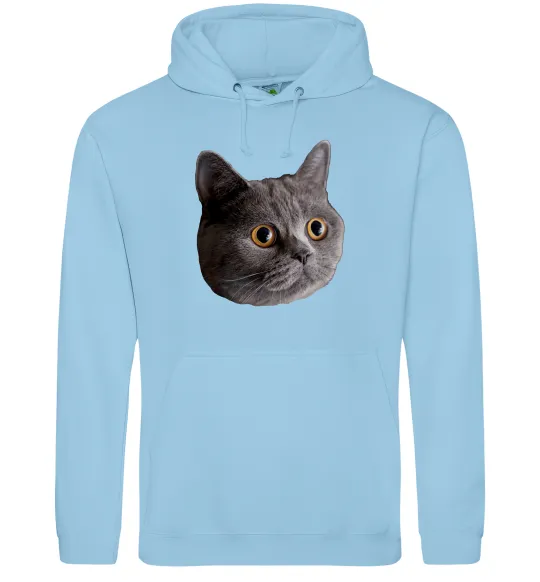 Мужская толстовка (худи) Кіт дивиться Голубой фото