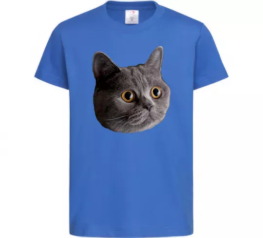 Дитяча футболка Кіт дивиться Яскраво-синій фото