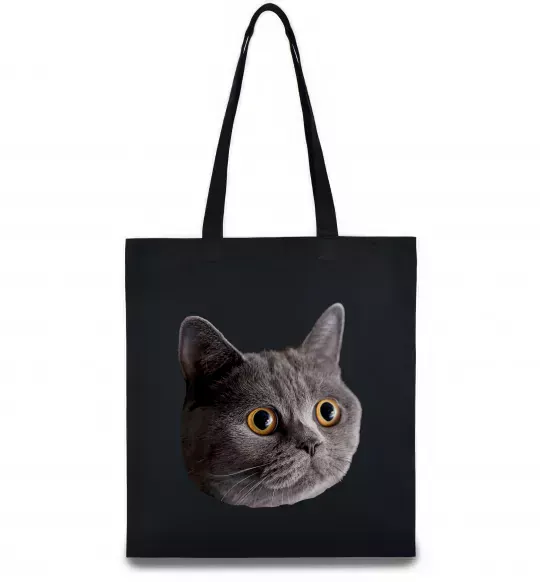 Еко-сумка Кіт дивиться Чорний фото