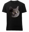 Чоловіча преміум футболка Кіт дивиться Чорний фото