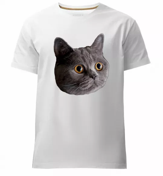 Чоловіча преміум футболка Кіт дивиться Білий фото