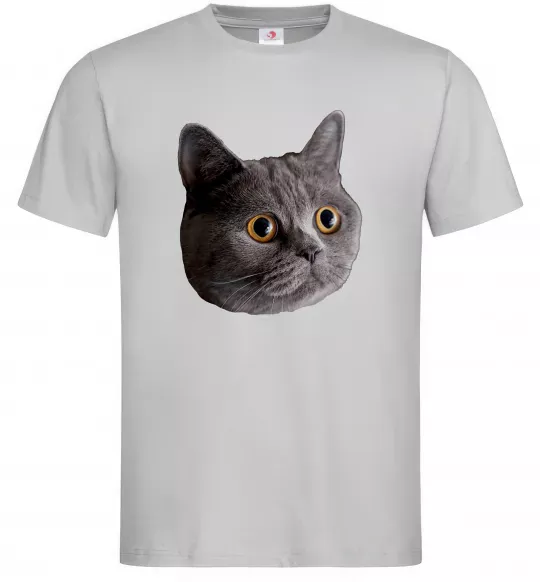 Чоловіча футболка Кіт дивиться Сірий фото
