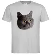Чоловіча футболка Кіт дивиться Сірий фото