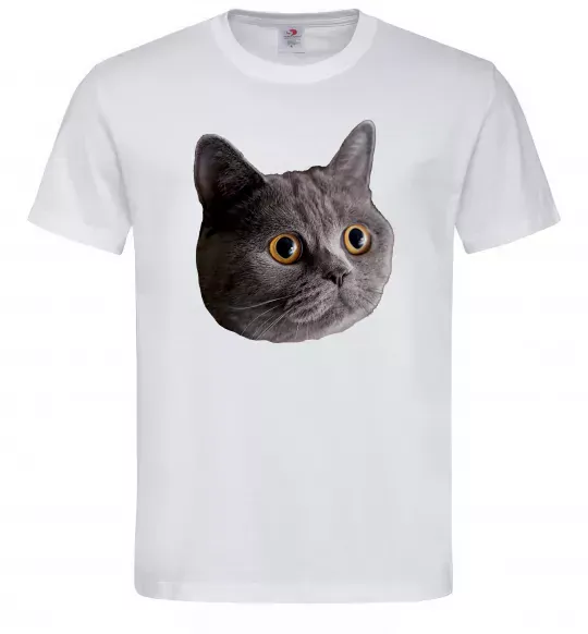 Чоловіча футболка Кіт дивиться Білий фото