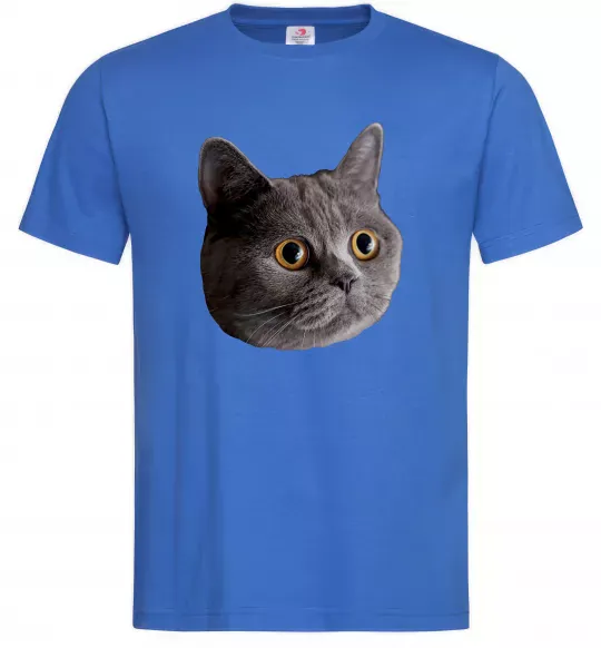 Чоловіча футболка Кіт дивиться Яскраво-синій фото