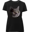 Жіноча преміум футболка Кіт дивиться Чорний фото