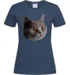 Жіноча футболка Кіт дивиться Темно-синій фото