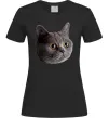 Жіноча футболка Кіт дивиться Чорний фото