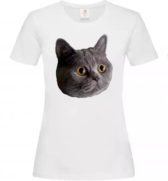 Жіноча футболка Кіт дивиться Білий фото