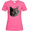 Жіноча футболка Кіт дивиться Яскраво-рожевий фото