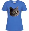 Жіноча футболка Кіт дивиться Яскраво-синій фото