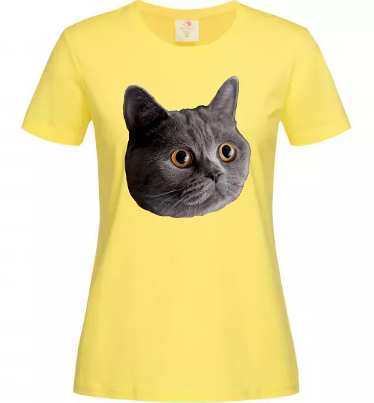 Жіноча футболка Кіт дивиться Лимонний фото