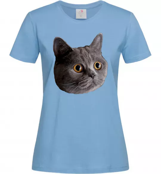 Жіноча футболка Кіт дивиться Блакитний фото