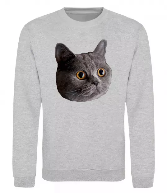 Світшот Кіт дивиться Сірий меланж фото