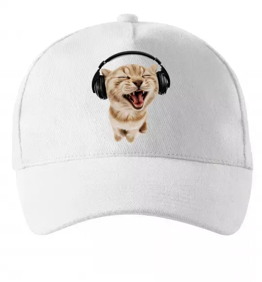 Кепка Кіт в навушниках Білий фото