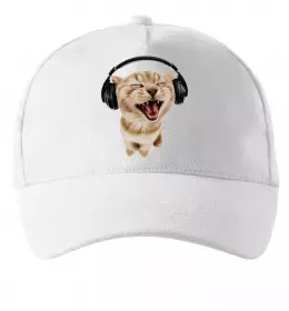 Кепка Кіт в навушниках Білий фото