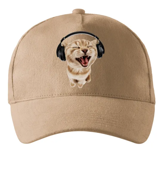 Кепка Кіт в навушниках Песочный фото