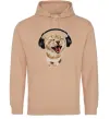Чоловіча толстовка (худі) Кіт в навушниках Пісочний фото