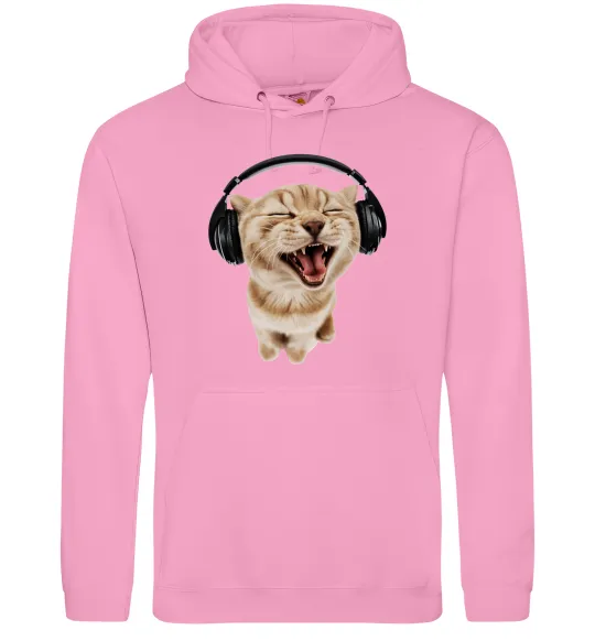 Женская толстовка (худи) Кіт в навушниках Розовый фото