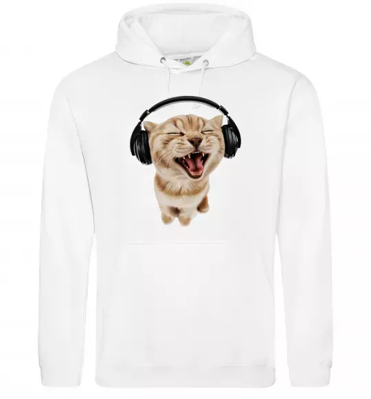 Женская толстовка (худи) Кіт в навушниках Белый фото