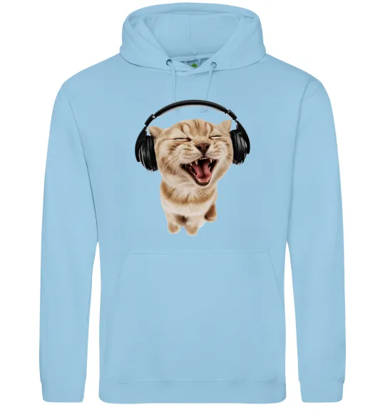 Женская толстовка (худи) Кіт в навушниках Голубой фото