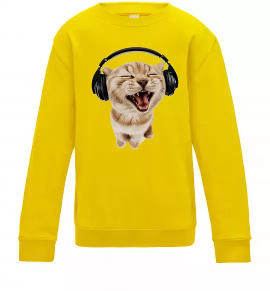 Дитячий світшот Кіт в навушниках Сонячно жовтий фото