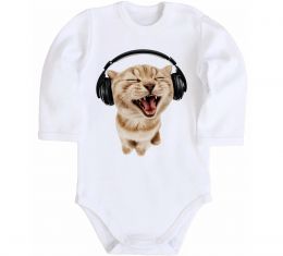 Детский боди Кіт в навушниках