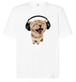 Футболка Оверсайз Кіт в навушниках