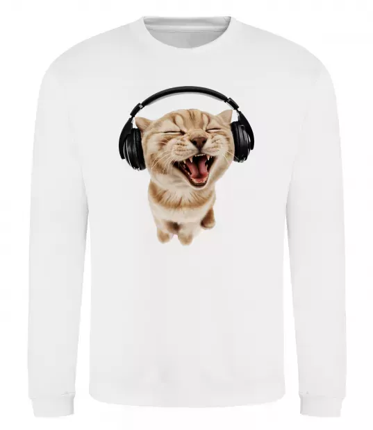 Свитшот Кіт в навушниках Белый фото