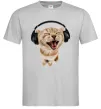 Чоловіча футболка Кіт в навушниках Сірий фото