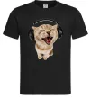 Чоловіча футболка Кіт в навушниках Чорний фото