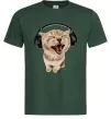 Чоловіча футболка Кіт в навушниках Темно-зелений фото