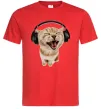 Чоловіча футболка Кіт в навушниках Червоний фото