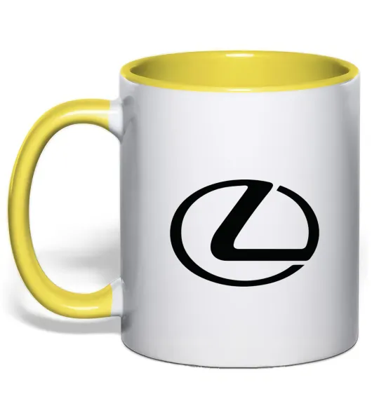 Чашка с цветной ручкой Lexus logo Лимонный фото