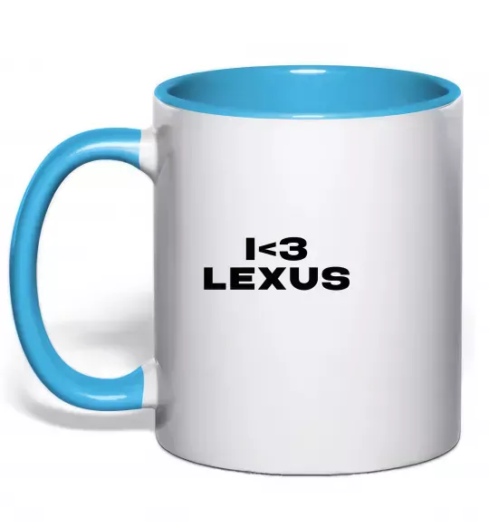 Чашка з кольоровою ручкою I <3 Lexus Блакитний фото