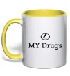Чашка з кольоровою ручкою Lexus my drug Лимонний фото