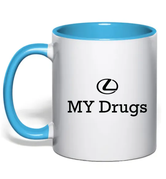 Чашка з кольоровою ручкою Lexus my drug Блакитний фото