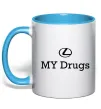 Чашка з кольоровою ручкою Lexus my drug Блакитний фото