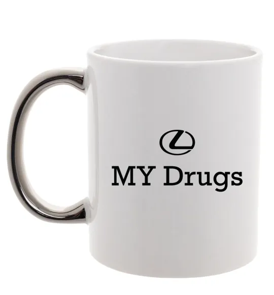 Чашка з кольоровою ручкою Lexus my drug Срібло фото