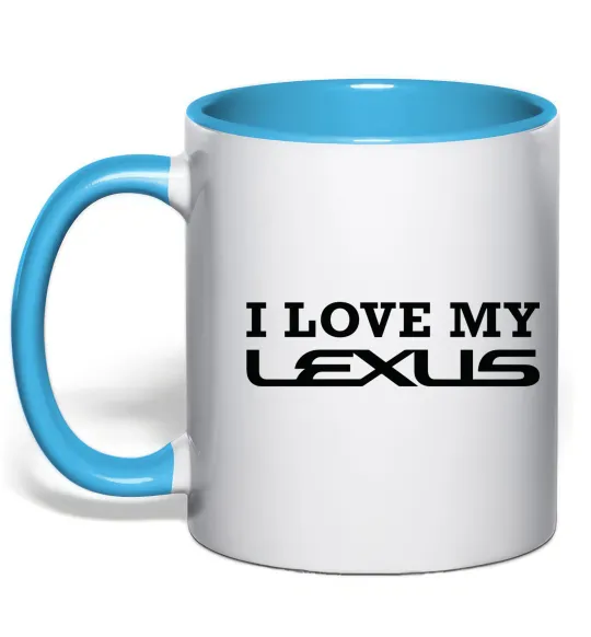 Чашка з кольоровою ручкою Love my lexus Блакитний фото