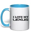 Чашка з кольоровою ручкою Love my lexus Блакитний фото