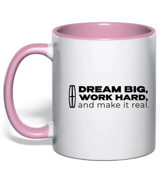 Чашка з кольоровою ручкою Make it real Lincoln Ніжно рожевий фото