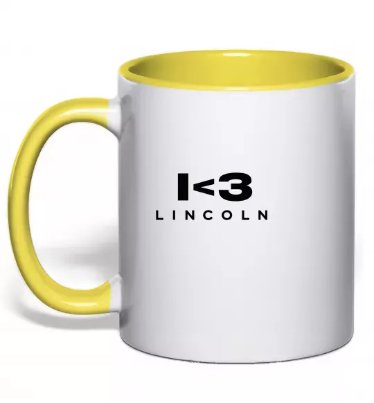 Чашка с цветной ручкой I <3 Lincoln Солнечно желтый фото