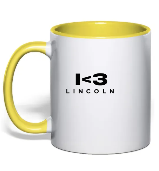 Чашка с цветной ручкой I <3 Lincoln Лимонный фото