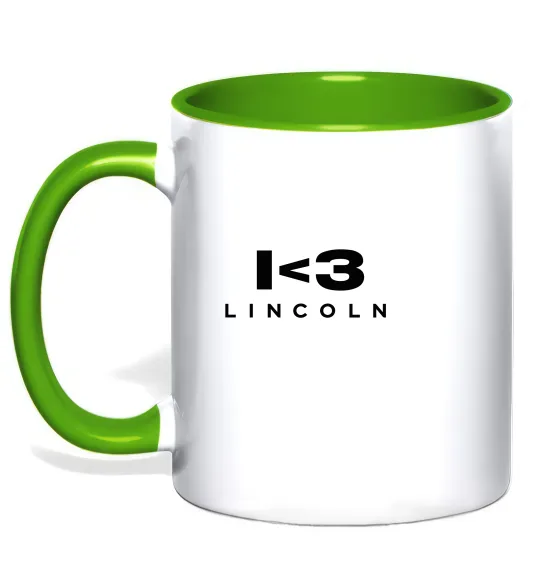 Чашка с цветной ручкой I <3 Lincoln Лаймовый фото