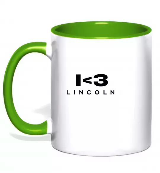 Чашка с цветной ручкой I <3 Lincoln Зеленый фото